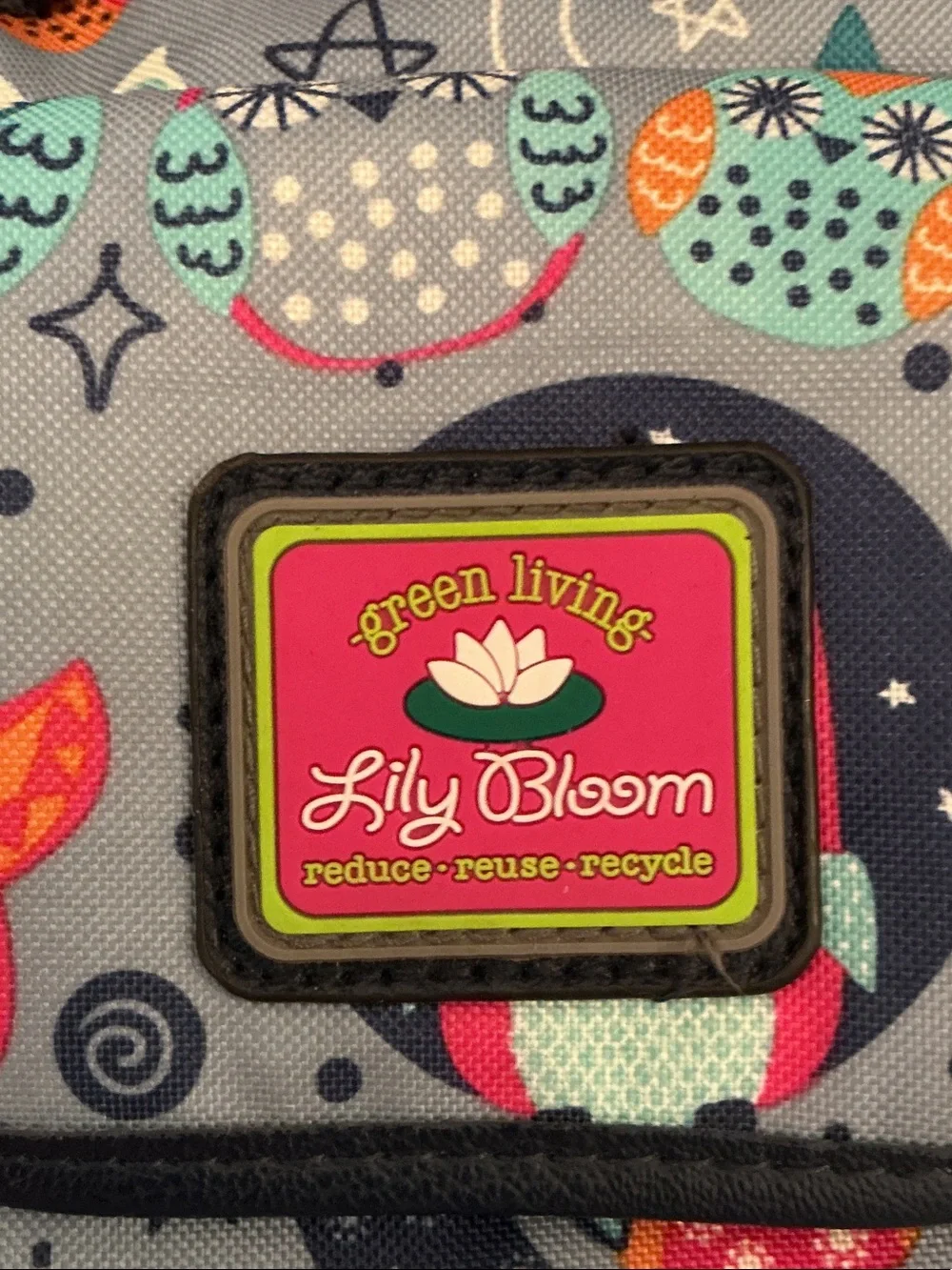 Lily Bloom Night Owl Print Riley Backpack with Teal, Orange & Pink Accents - Picture 4 of 4